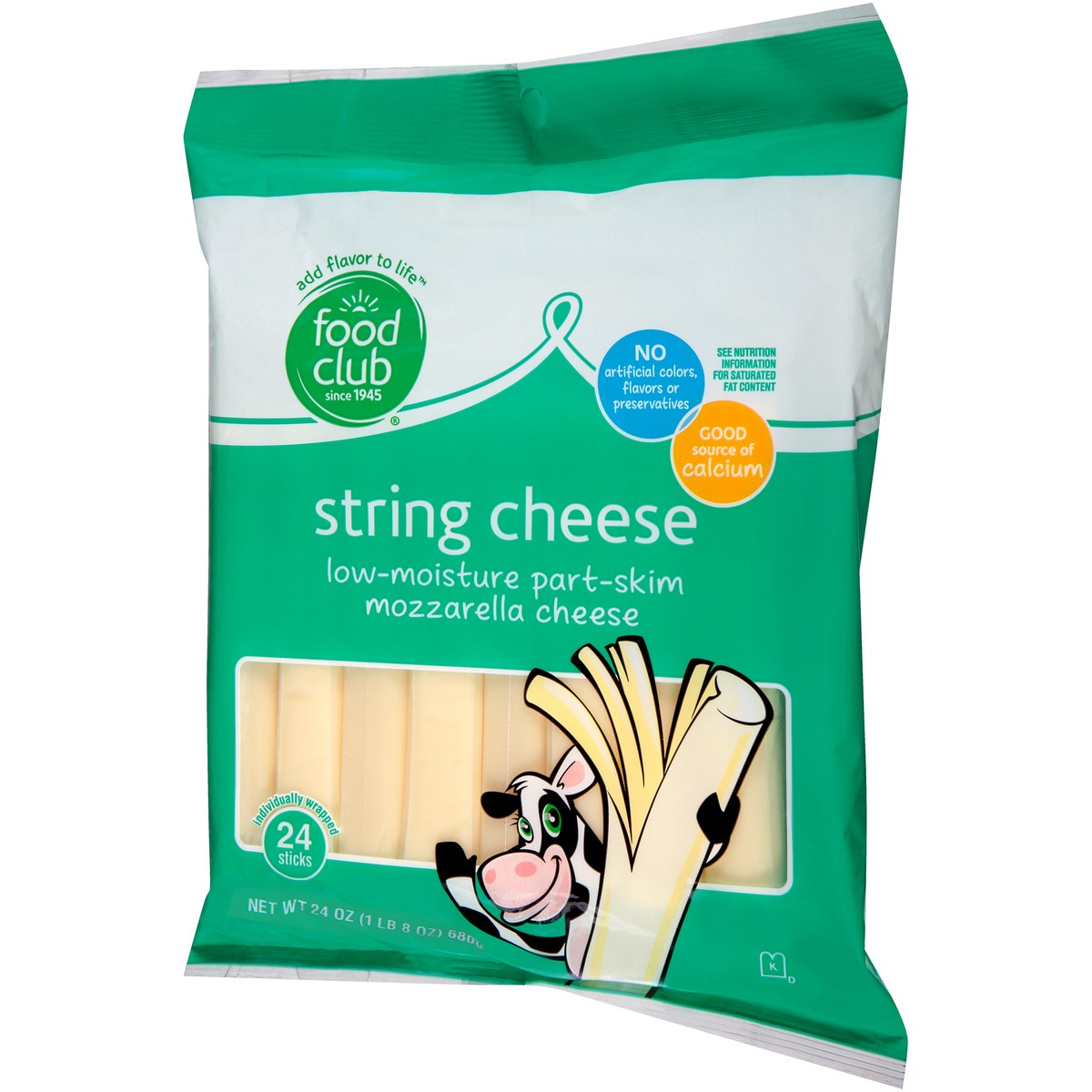 slide 3 of 9, Food Club Mozzarella Low-Moisture Part-Skim String Cheese, 24 oz