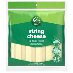 Food Club Low-Moisture Part-Skim Mozzarella String Cheese - 24 ea