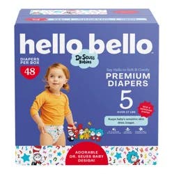 Hello Bello Diapers Premium Club, Dr. Seuss, Size 5, 48 Count