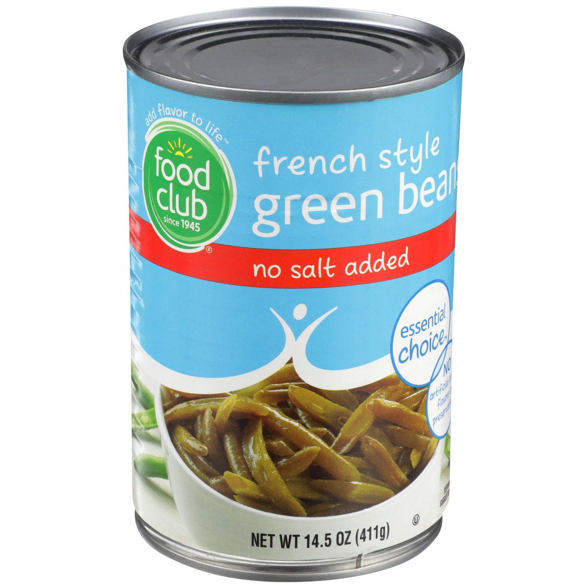 slide 2 of 10, Food Club No Salt Added French Style Green Beans, 14.5 oz