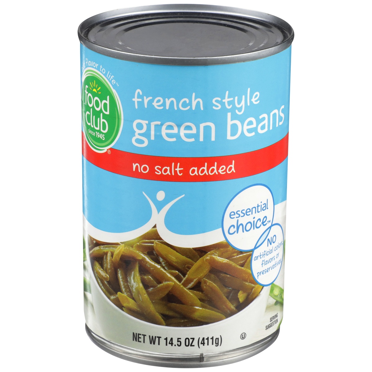 slide 1 of 10, Food Club No Salt Added French Style Green Beans, 14.5 oz