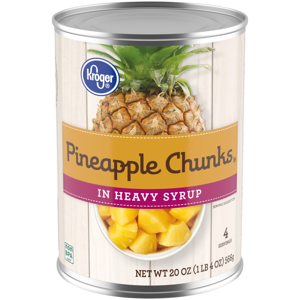slide 1 of 6, Kroger Pineapple Chunks In Heavy Syrup, 20 oz
