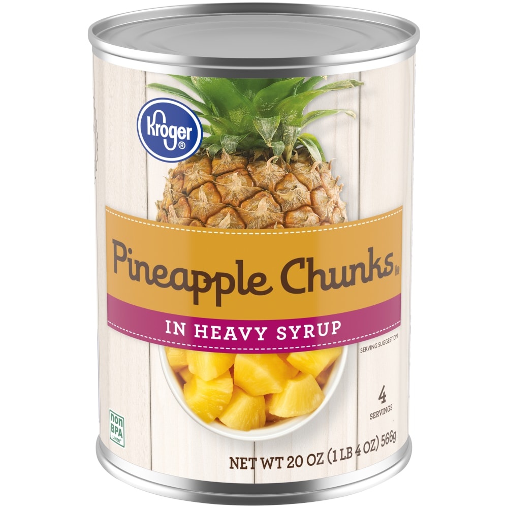 slide 1 of 1, Kroger Pineapple Chunks In Heavy Syrup, 20 oz