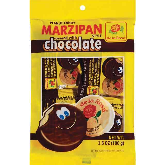 slide 1 of 1, De la Rosa Marzipan Style Peanut Candy Chocolate Covered, 3.5 oz