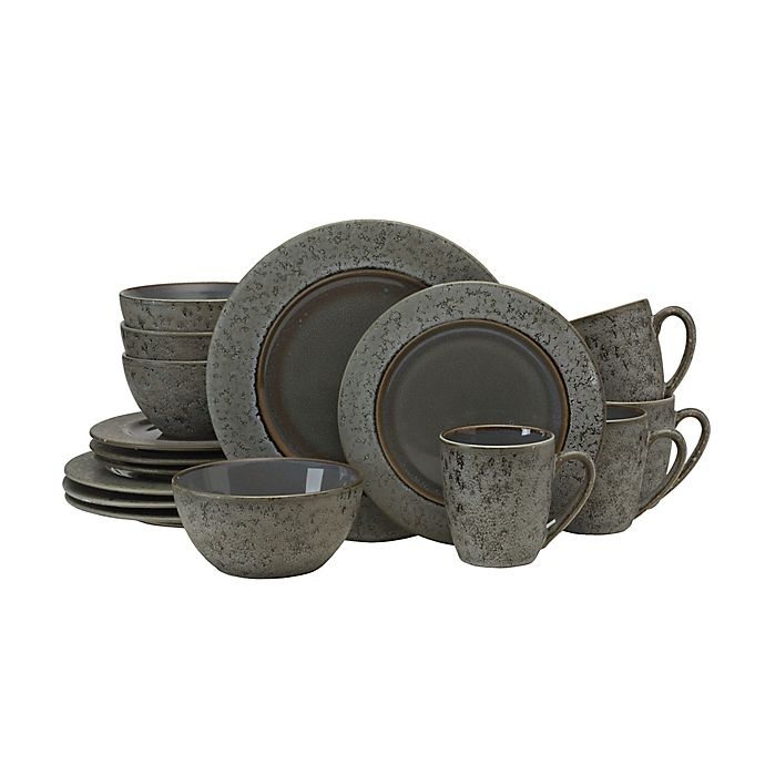 slide 1 of 1, Gourmet Basics by Mikasa Neera Dinnerware Set - Grey, 16 ct