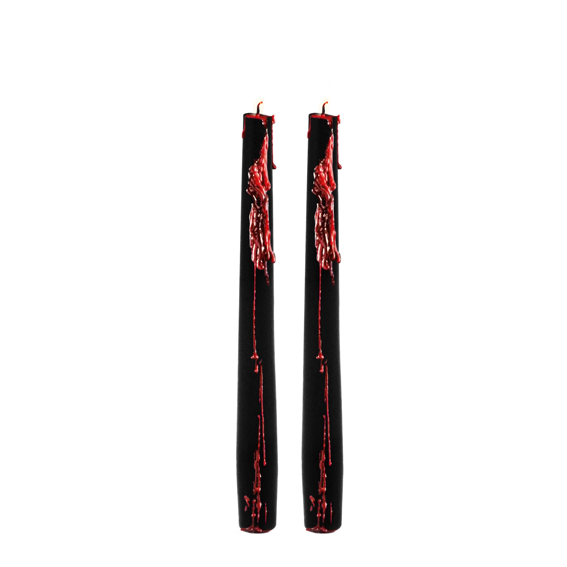 slide 2 of 3, 10" Black & Red Bleeding Taper Candles, 2ct. By Ashland, 2 ct