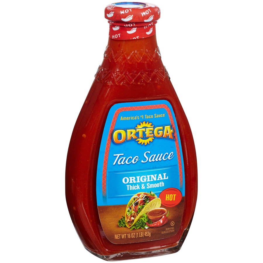 slide 6 of 8, Ortega Original Thick and Smooth Hot Taco Sauce, Kosher, 16 oz, 16 oz