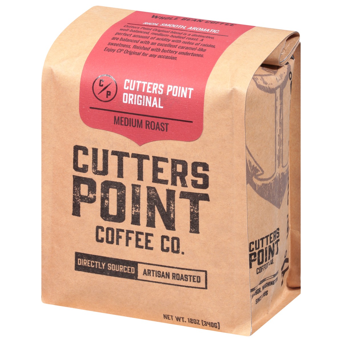 slide 9 of 11, Cutters Point Coffee Co. Medium Roast Whole Bean Cutters Point Original Coffee - 12 oz, 12 oz