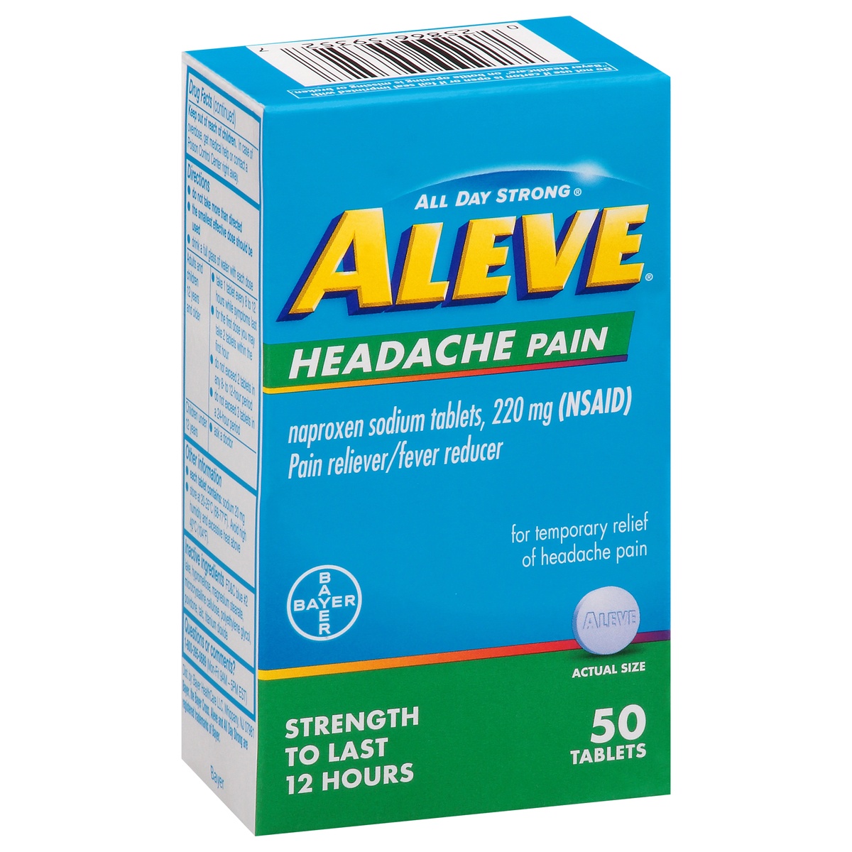 slide 7 of 9, Aleve All Day Strong Tablets 220 mg Headache Pain 50 ea, 1 ct