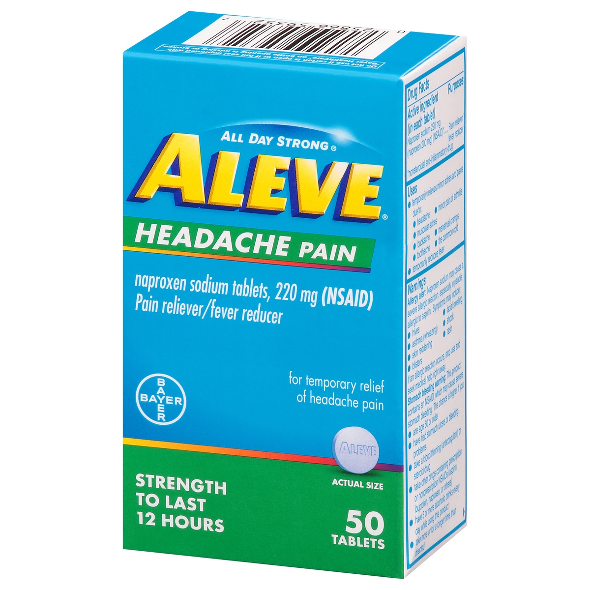 slide 6 of 9, Aleve All Day Strong Tablets 220 mg Headache Pain 50 ea, 1 ct