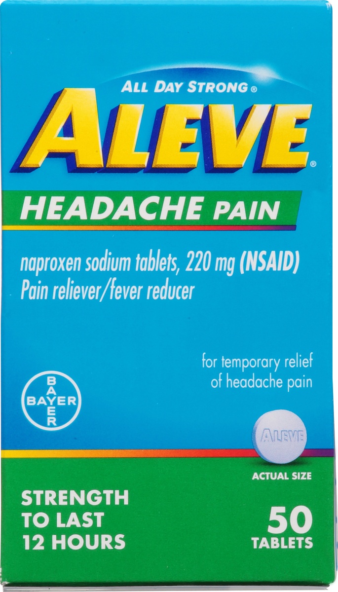 slide 2 of 9, Aleve All Day Strong Tablets 220 mg Headache Pain 50 ea, 1 ct