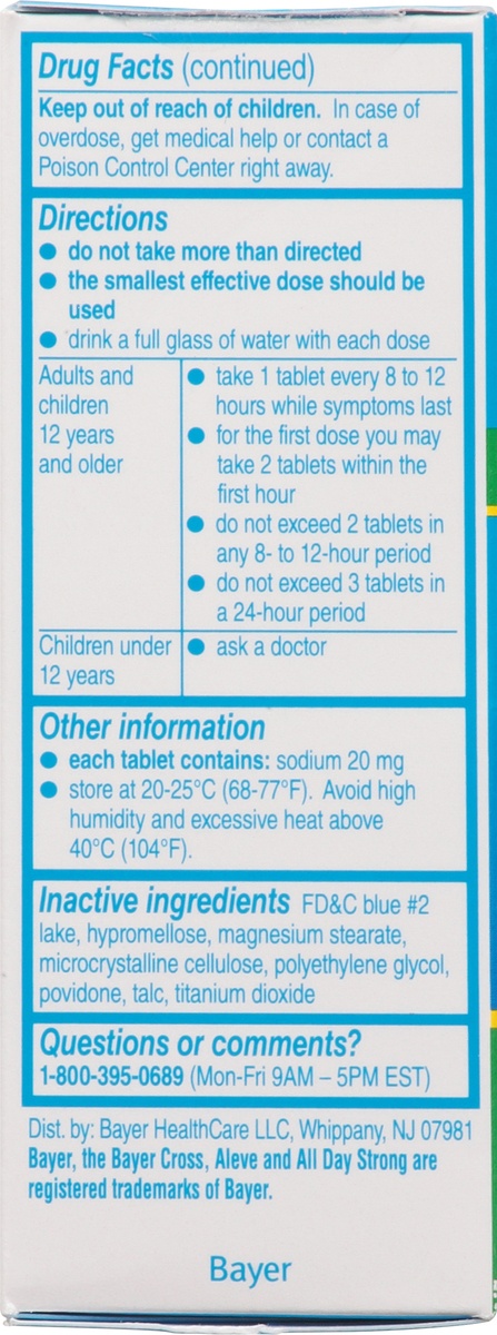 slide 5 of 9, Aleve All Day Strong Tablets 220 mg Headache Pain 50 ea, 1 ct