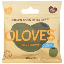 Oloves Natural Lemon & Rosemary Green Pitted Olives - 1.1 oz