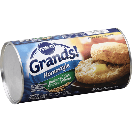 slide 1 of 1, Pillsbury Grands! Big Homestyle Reduced Fat Golden Wheat Biscuits, 8 ct; 17.3 oz