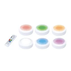 Good Earth Lighting 6 -Pack 3-in Battery LED Under Cabinet Puck Light with Remote