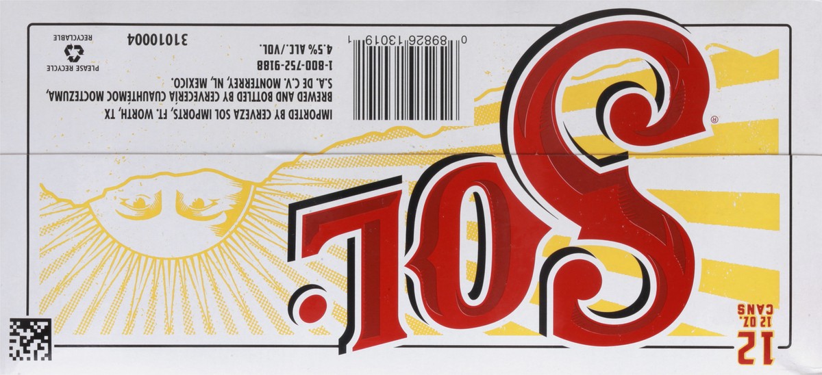 slide 3 of 9, Sol Beer 12 - 12 oz Cans, 12 ct; 11.2 oz