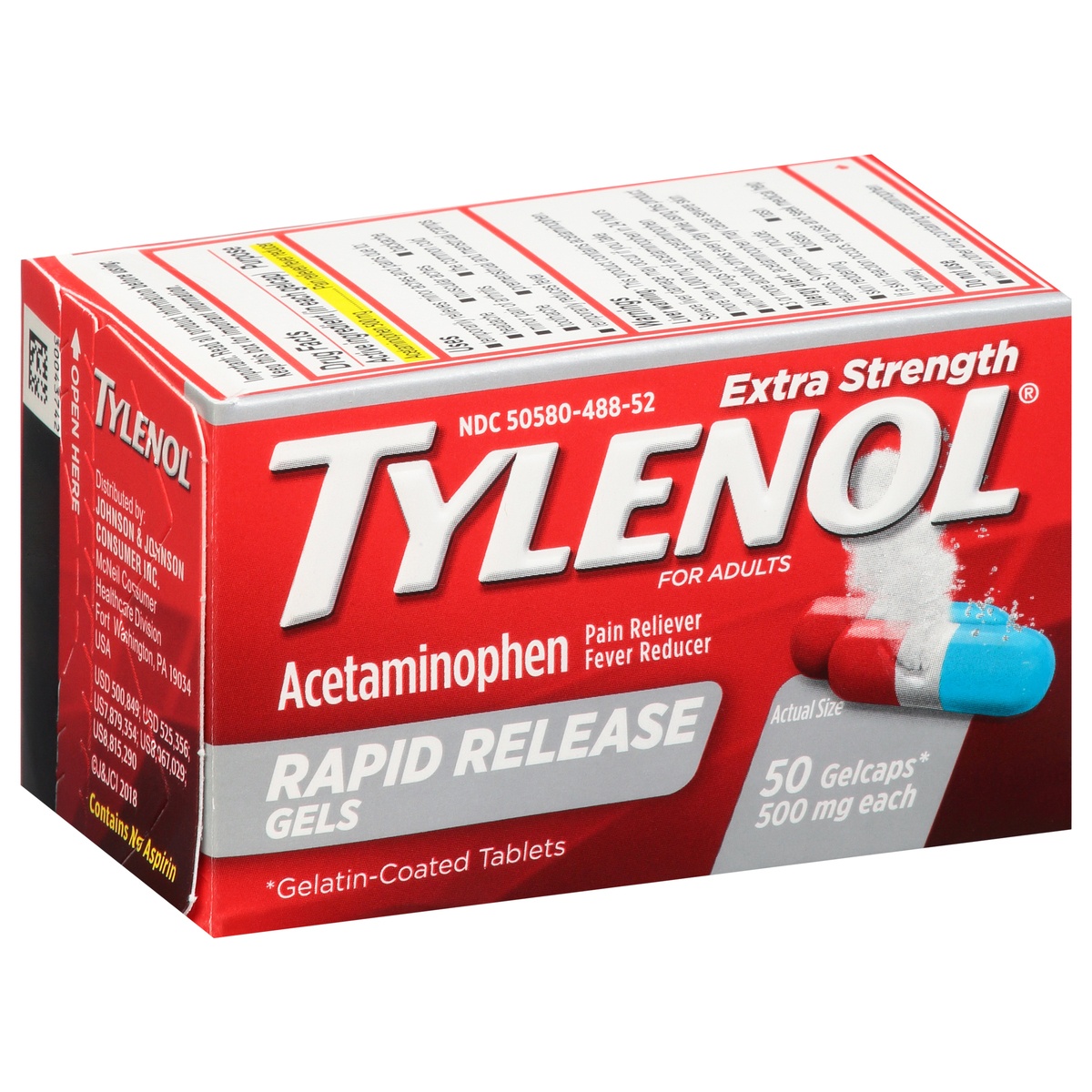 slide 3 of 9, Tylenol Extra Strength Rapid Release Gels, 50 Count, 50 ct
