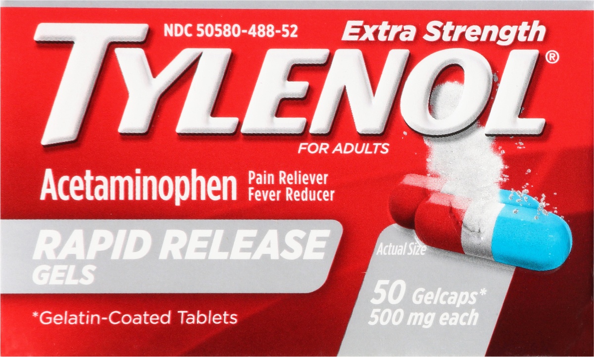 slide 7 of 9, Tylenol Extra Strength Rapid Release Gels, 50 Count, 50 ct