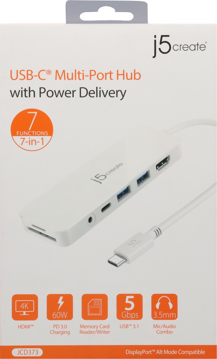 slide 5 of 9, j5create USB-C Multi-Port Hub with Power Delivery 1 ea, 1 ct