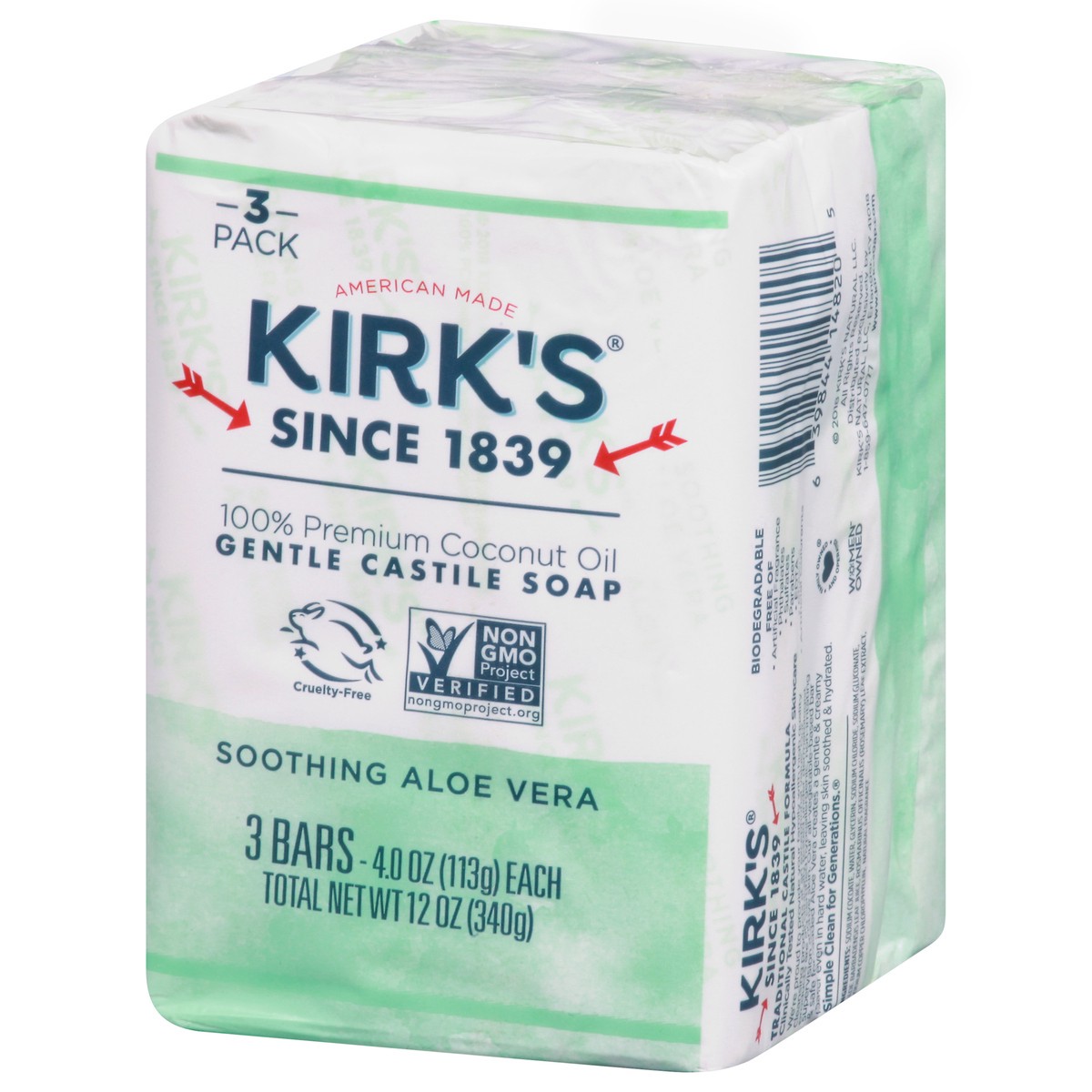 slide 2 of 9, Kirk's Gentle Castile Soap, Soothing Aloe Vera-3 Bar Pack 12 Oz, 3 ct; 4 oz