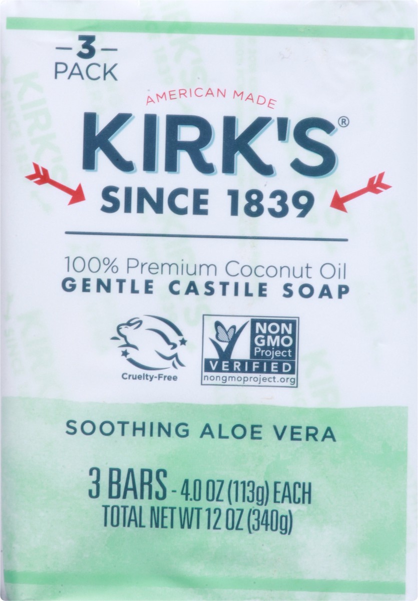 slide 7 of 9, Kirk's Gentle Castile Soap, Soothing Aloe Vera-3 Bar Pack 12 Oz, 3 ct; 4 oz