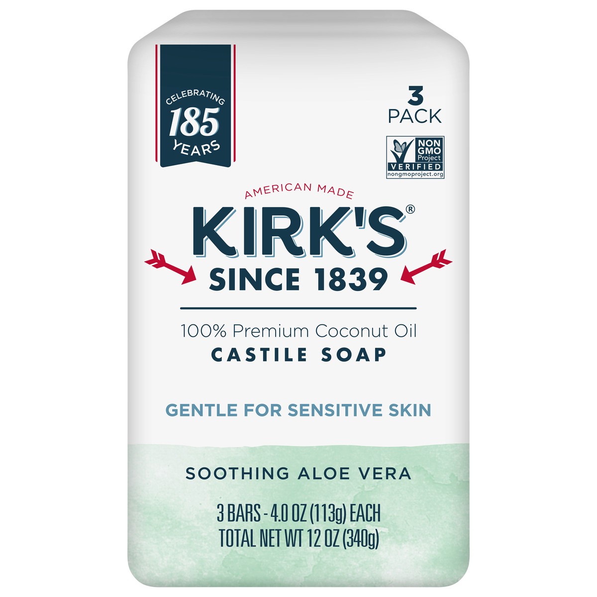 slide 1 of 9, Kirk's Gentle Castile Soap, Soothing Aloe Vera-3 Bar Pack 12 Oz, 3 ct; 4 oz