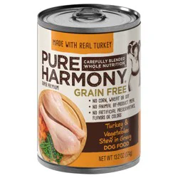 Pure Harmony Super Premium Grain Free Turkey & Vegetables Stew in Gravy Dog Food 13.2 oz