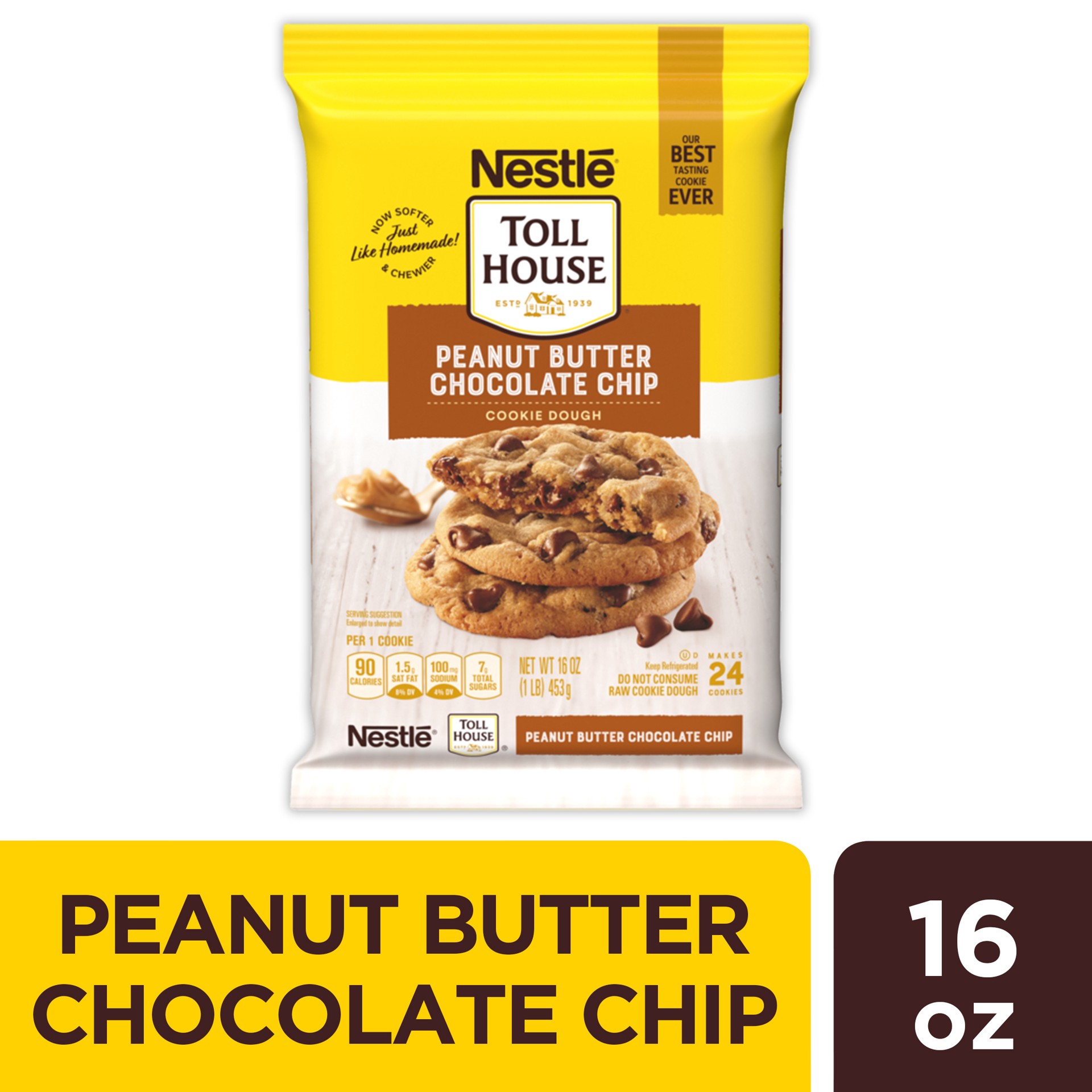 slide 1 of 3, Toll House Peanut Butter Chocolate Chip Cookie Dough, 16 oz