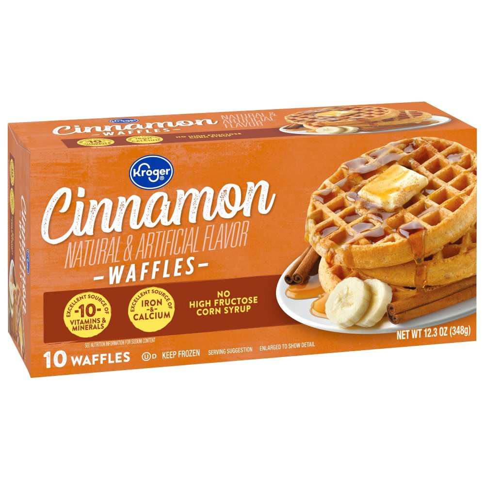slide 3 of 4, Kroger Cinnamon Flavored Waffles, 10 ct; 1.23 oz