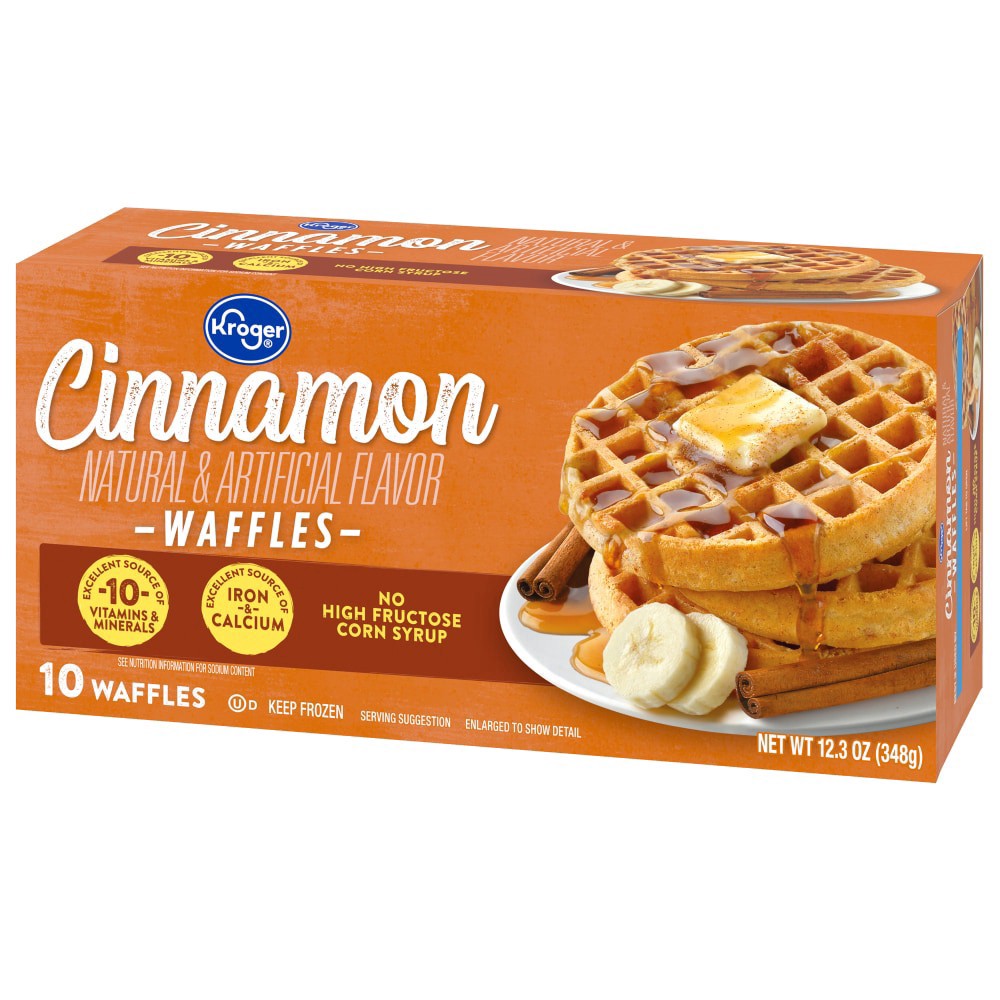 slide 2 of 4, Kroger Cinnamon Flavored Waffles, 10 ct; 1.23 oz
