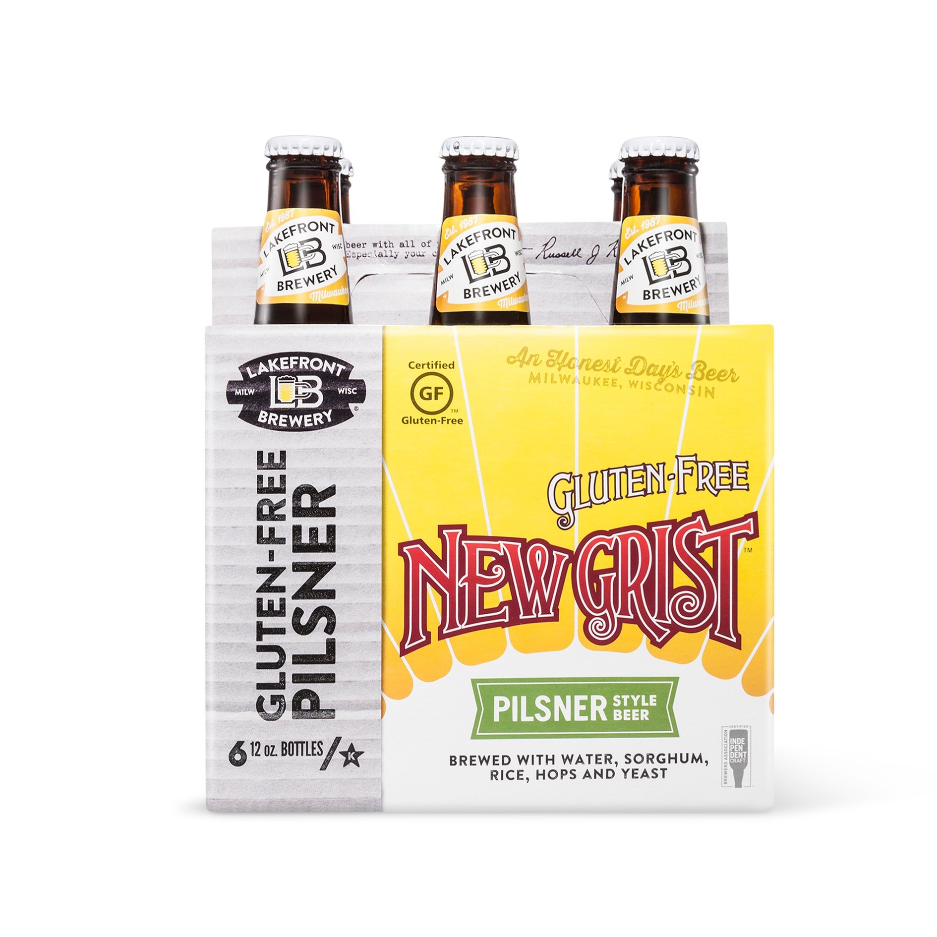 slide 1 of 1, Lakefront Brewery Lakefront Gluten-Free New Grist Pilsner, 6 ct; 12 oz