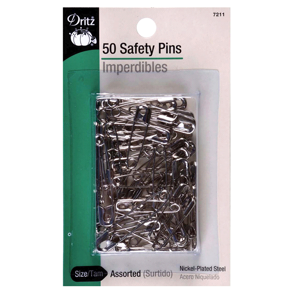 slide 1 of 1, Dritz Pins - Safety Pins, Size 1 & 2, 50 ct