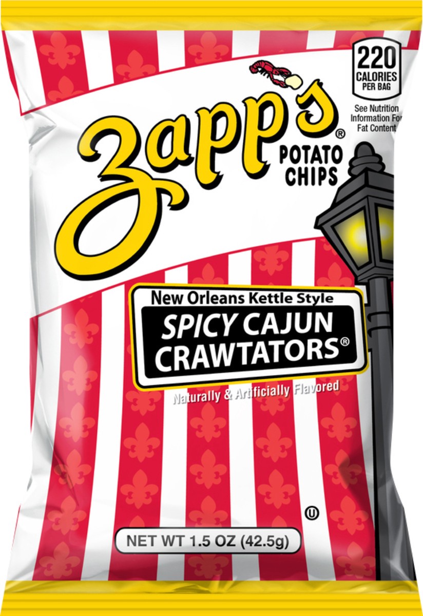 slide 1 of 8, Zapp's New Orleans Kettle Style Spicy Cajun Crawtators Potato Chips 1.5 oz, 1 ct