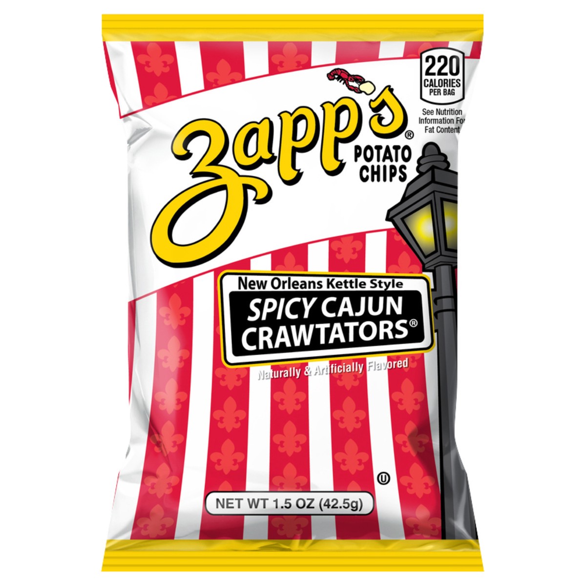 slide 1 of 8, Zapp's New Orleans Kettle Style Spicy Cajun Crawtators Potato Chips 1.5 oz, 1 ct