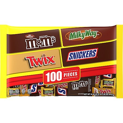 slide 1 of 1, M&Ms Snickers Twix Milky Way Bulk Chocolate Halloween Candy Assortment, 34.44 oz