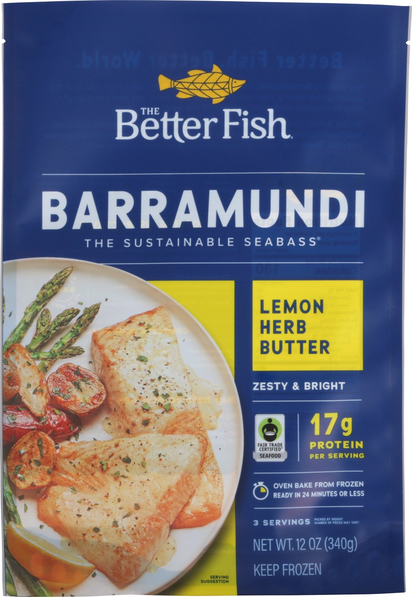 slide 9 of 12, The Better Fish Lemon Herb Butter Barramundi, 12 oz