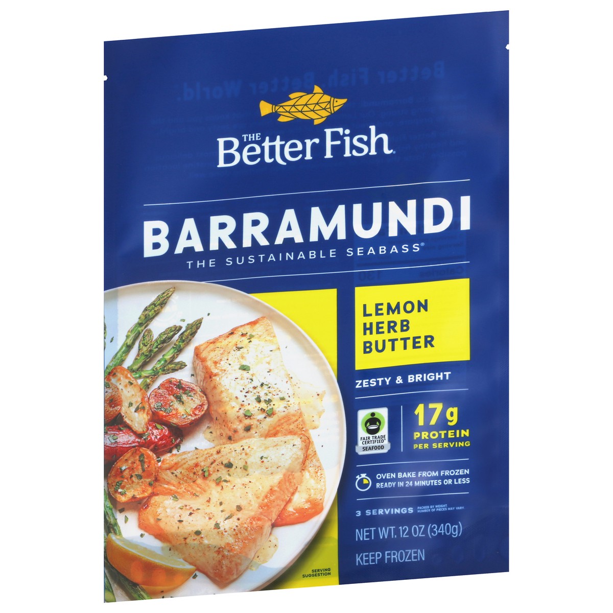 slide 5 of 12, The Better Fish Lemon Herb Butter Barramundi, 12 oz