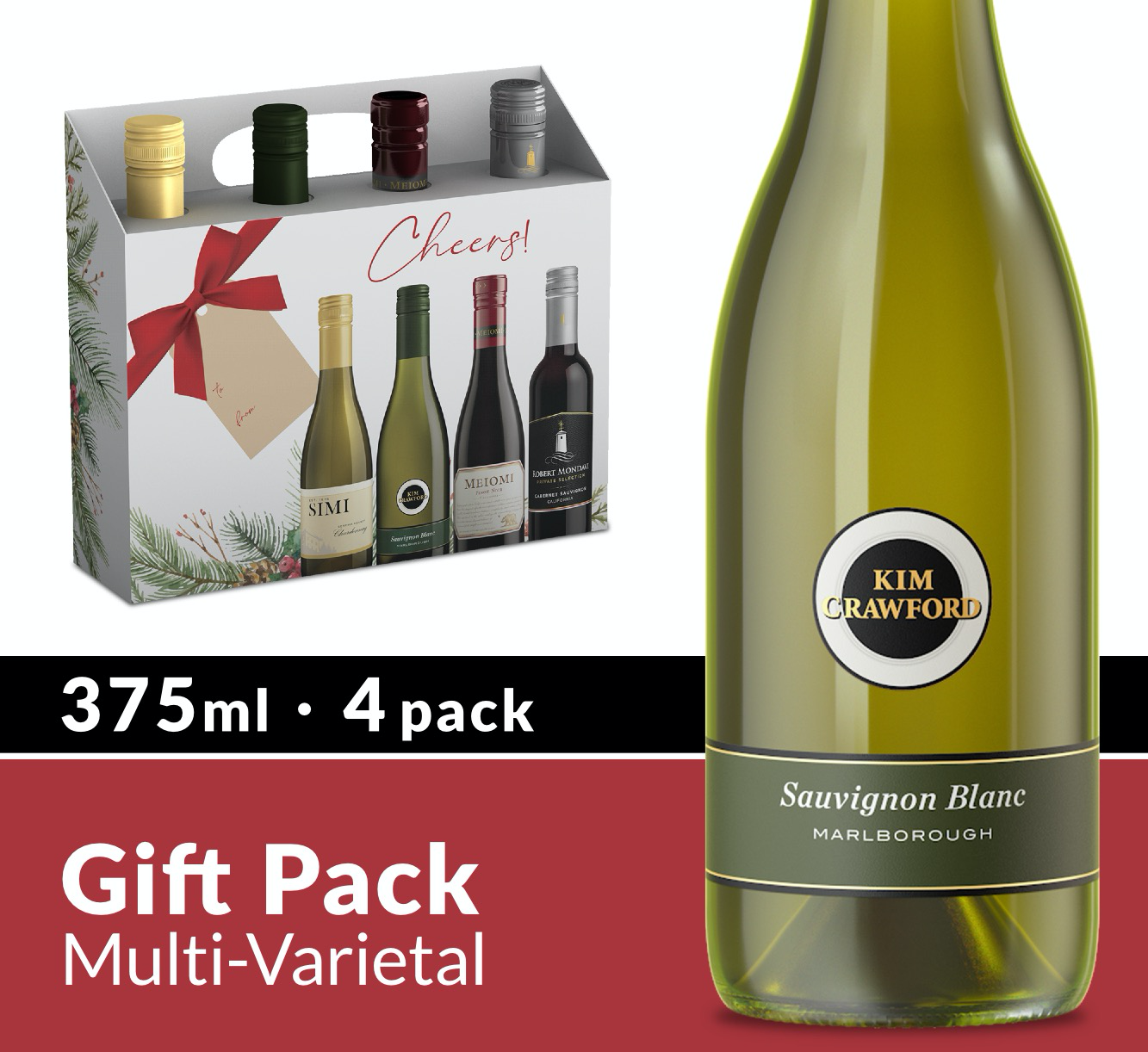 slide 3 of 3, Variety Wine Red and White Wine Gift Set, 4 pk 375 mL Half Bottles, 50.72 fl oz