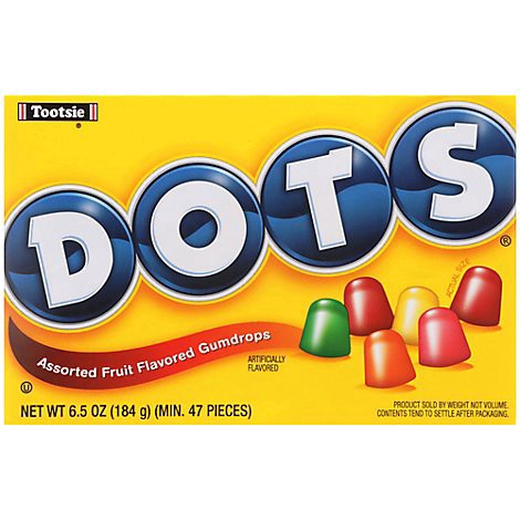 slide 1 of 5, Tootsie Roll DOTS Assorted Fruit Flavored Gumdrops Theater Box - 6.5 Oz, 6.5 oz