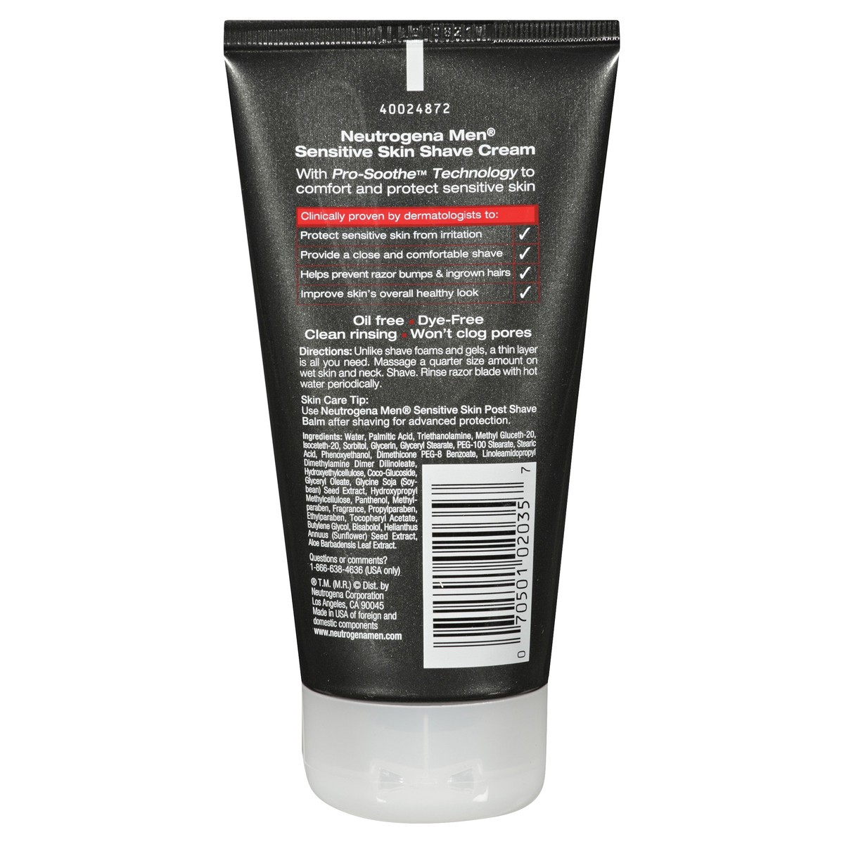 slide 2 of 3, Neutrogena Men's Shaving Cream For Sensitive Skin, Shave Cream Pro-Soothe Technology to Protect Against Razor Bumps & Ingrown Hairs, Dye-Free 5.1 fl. oz, 5.10 fl oz