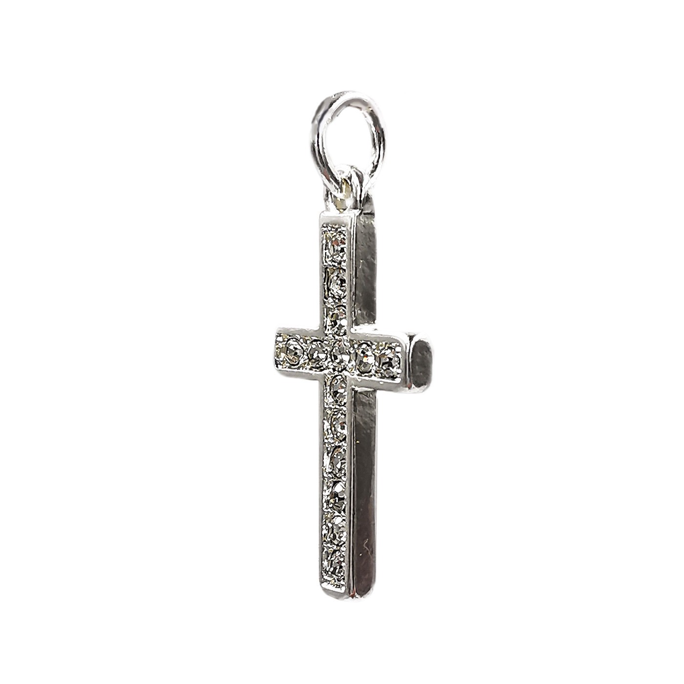 slide 3 of 4, Charmalong Silver Plated Pave Cross Charm By Bead Landing, 1.1 in x 0.6 in x 0.25 in