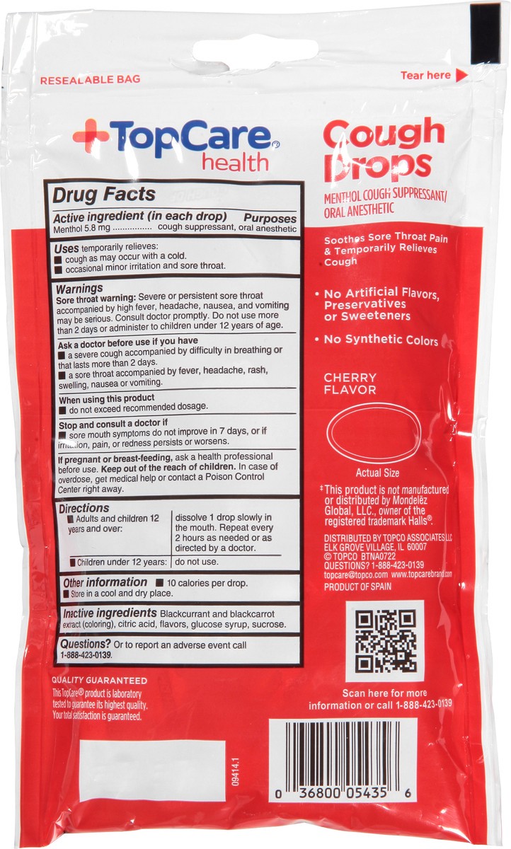 slide 7 of 10, Topcare Cherry Cough Drops, 30 ct