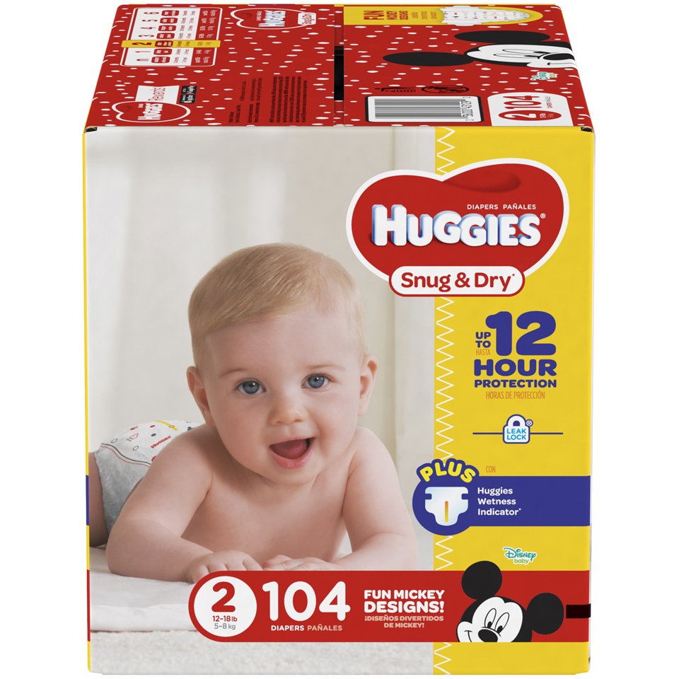 slide 1 of 1, Huggies Snug & Dry Diapers - Size 2, 104 ct