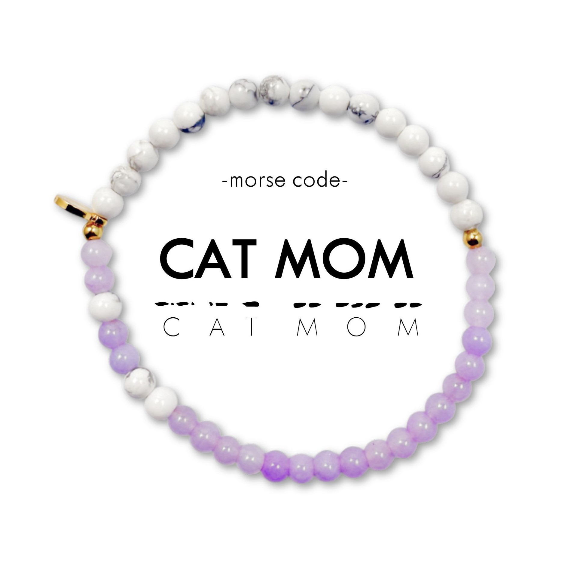 slide 1 of 1, ETHICGOODS Cat Mom Morse Code Bracelet, MED