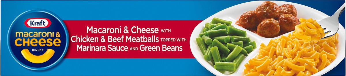 slide 14 of 14, Kraft First Adventures Italian Inspired Macaroni & Cheese Frozen Dinner with Chicken & Beef Meatballs, Marinara Sauce & Green Beans, 8.5 oz Box, 8.5 oz