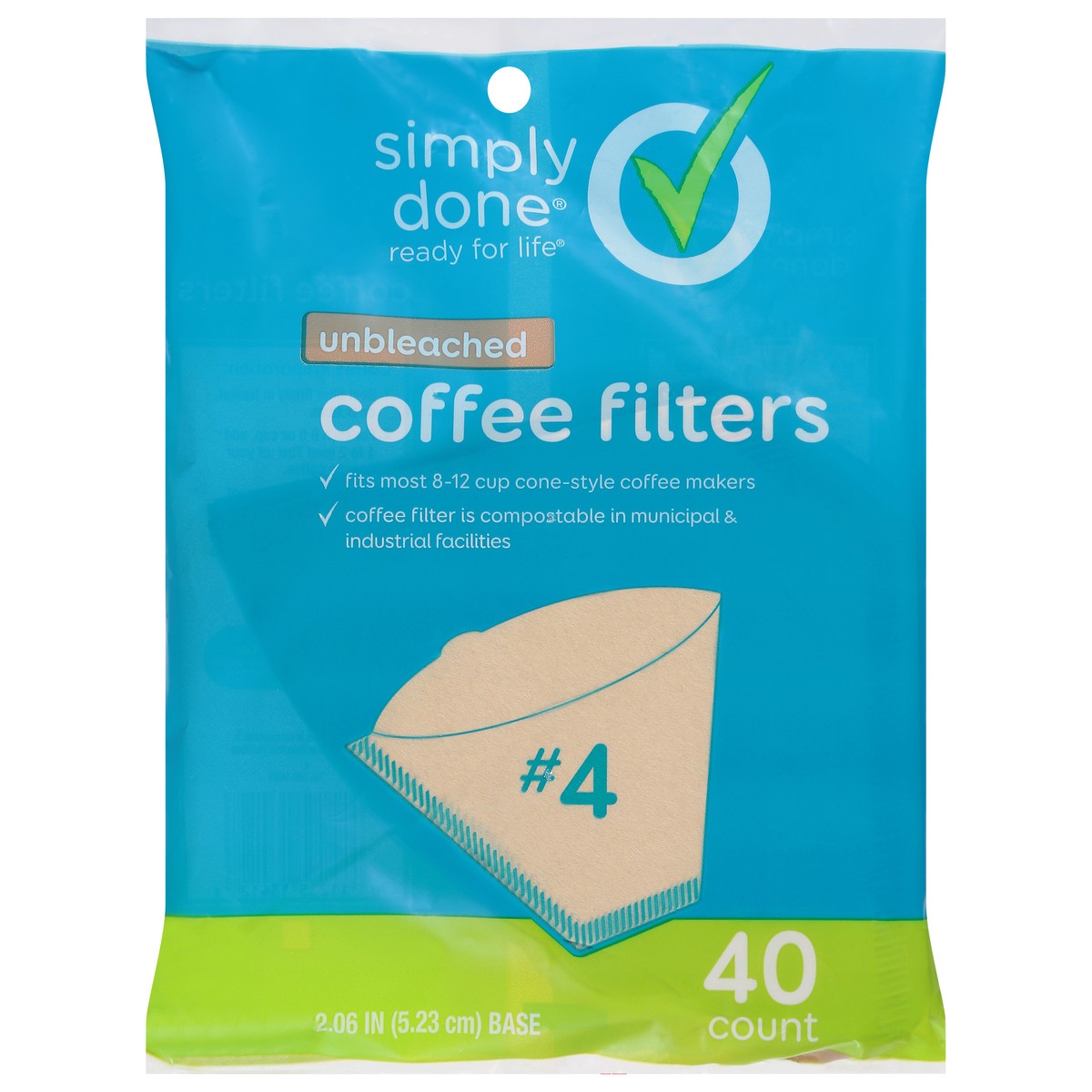 slide 1 of 9, Simply Done Cone Natural Coffee Filter, 40 ct