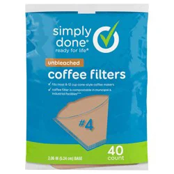 Simply Done #4 Unbleached Coffee Filters ‎ 40 ea