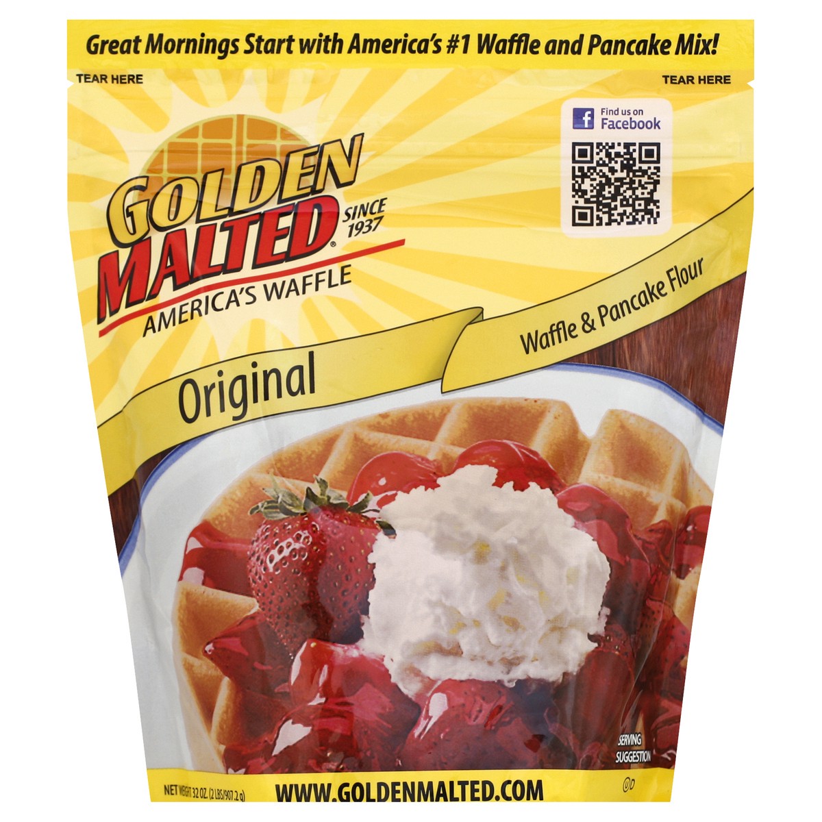 slide 4 of 4, Golden Malted Waffle & Pancake Flour - 32 oz, 32 oz