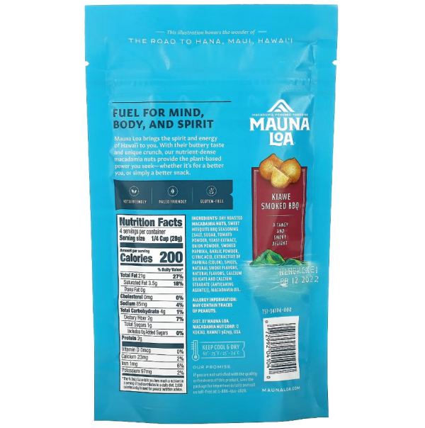 slide 4 of 4, Mauna Loa Dry Roasted Kiawe Smoked BBQ Macadamias 4 oz, 4 oz