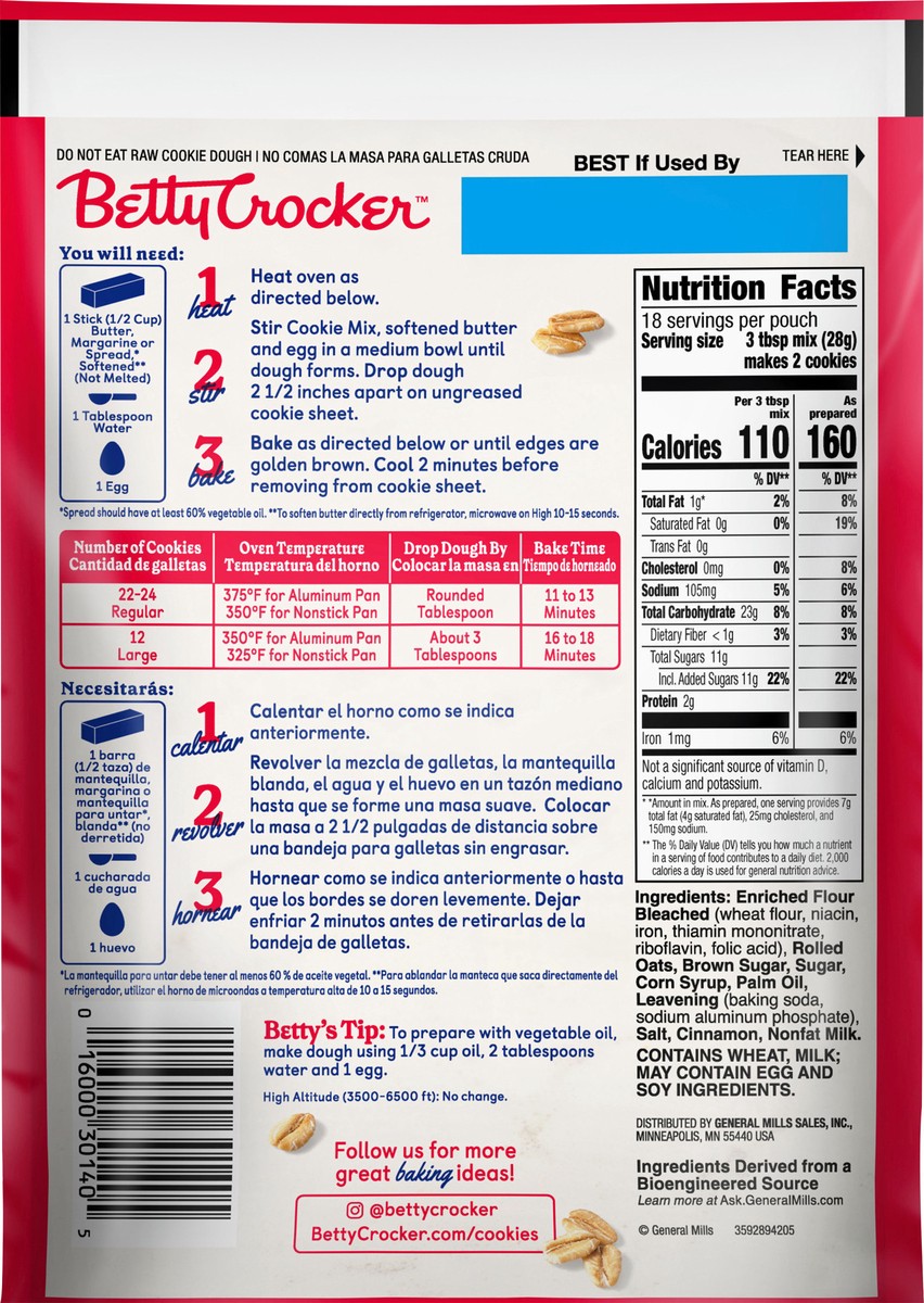 slide 3 of 9, Betty Crocker Oatmeal Cookie Mix, 17.5 oz., 17.5 oz